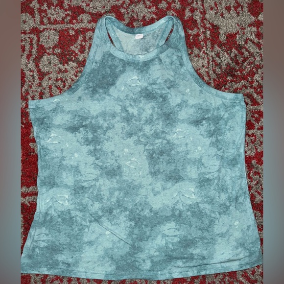Old Navy Women's UltraLite Go Dry Racerback Tank XXL Blue Green Tie Dyed - Picture 1 of 2